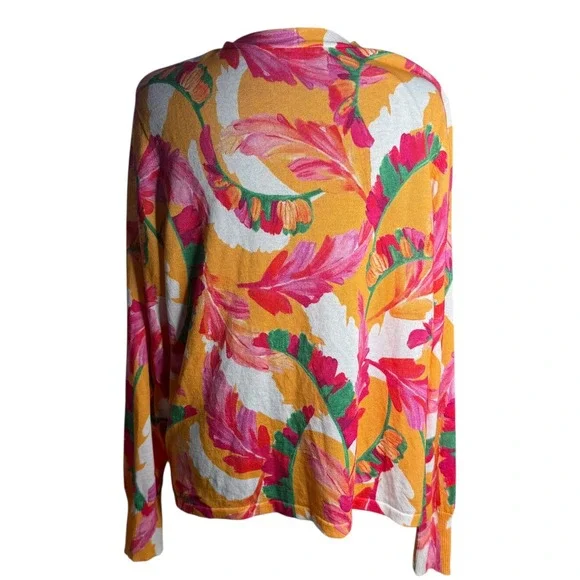 Chico's Open Front Colorful Lightweight Floral Cardigan Women Size 2 L Layering - Picture 4 of 8